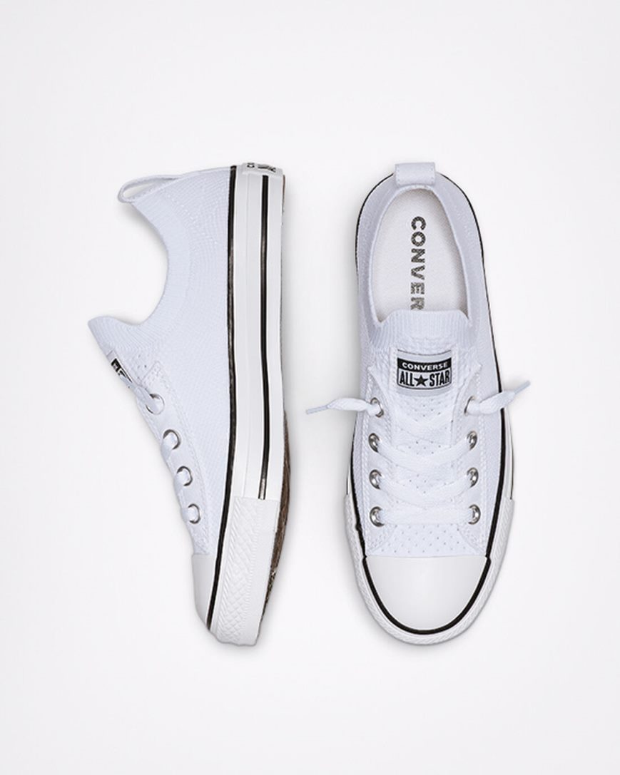 Tenis Converse Chuck Taylor All Star Shoreline Knit Slip Cano Baixo Feminino Branco Pretas Branco | PT T0P0857